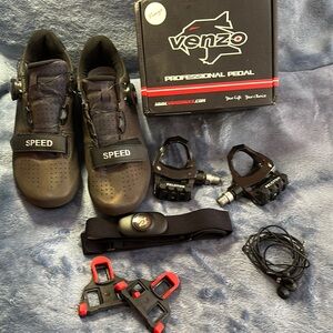 Venzo Professional Pedal Set with Peloton Accessories - Black